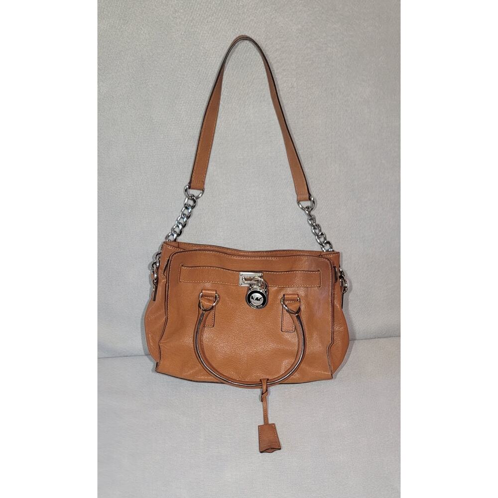 Michael Kors Hamilton Medium East West Satchel Bag Brown Logo